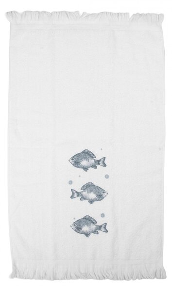 Biely kuchynský froté uterák s rybkami Fishes - 40*66 cm - Clayre & Eef
