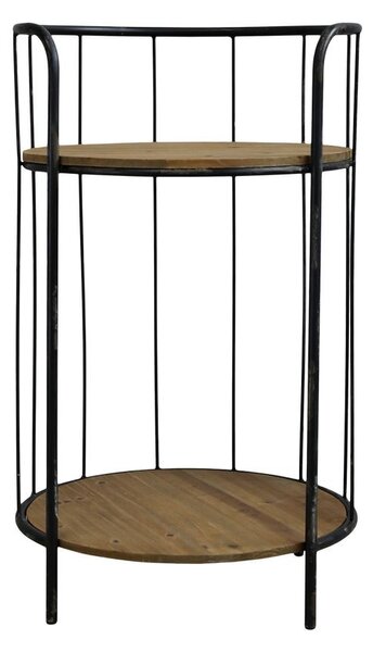 Čierny antik kovový okrúhly odkladací stolík Joanne - Ø 38*68 cm - Chic Antique
