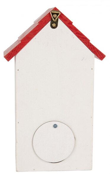 Bielo-červená dekoračná vtáčia búdka s kvetmi Birdhouse - 15*10*22 cm - Clayre & Eef