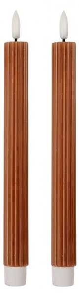 Set 2ks hnedá sviečka s vrúbkovaním Led Candle - Ø 2*25 cm / 2*AAA - Clayre & Eef