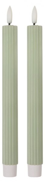Set 2ks mintová úzka sviečka s vrúbkovaním Led Candle - Ø 2*25 cm / 2*AAA - Clayre & Eef