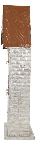 Šedý antik kovový svietnik domček na 5 čajových sviečok Gian - 30*13*54 cm - Clayre & Eef
