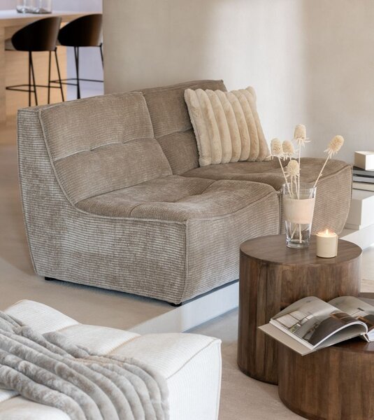 Béžový plyšový mäkučký rebrovaný vankúš Soft Gio - 45*45 cm - J-Line by Jolipa
