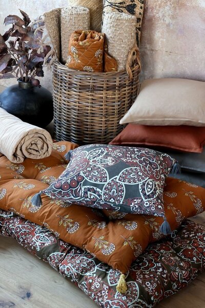Zelená obliečka na vankúš s Paisley vzorom a strapcami Aix Quilt - 50*50 cm - Chic Antique