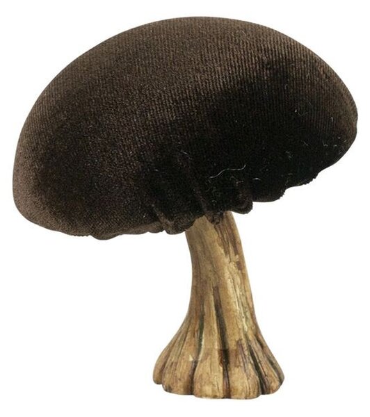 Zamatová dekorácia hnedá huba Mushroom - 10*10*10cm - Mars & More