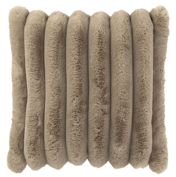 Taupe plyšový mäkučký rebrovaný vankúš Soft Gio - 45*45 cm - J-Line by Jolipa
