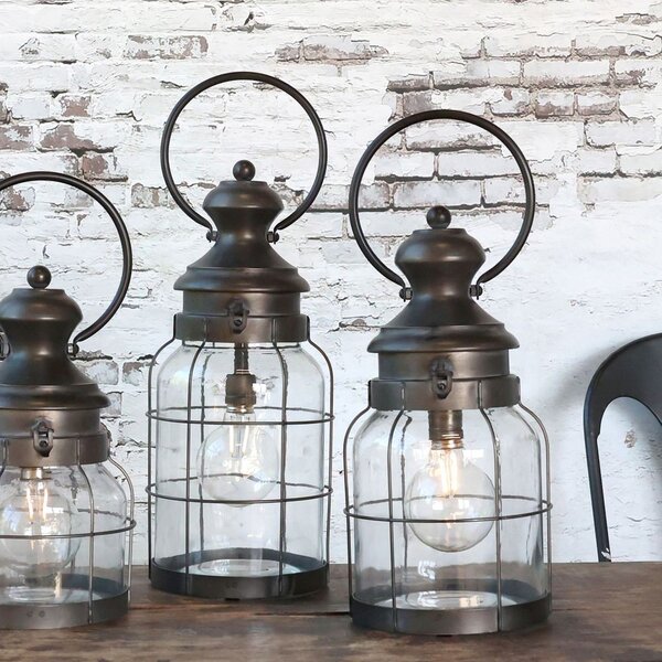 Francúzsky stajňový lampáš so žiarovkou a časovačom French Stable - Ø 16,5*36 cm - Chic Antique