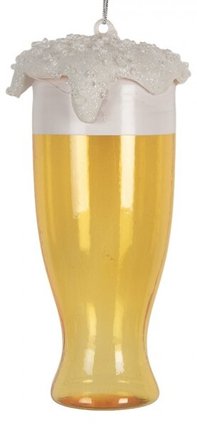 Vianočná ozdoba pohára piva - Ø 7*14 cm - Clayre & Eef