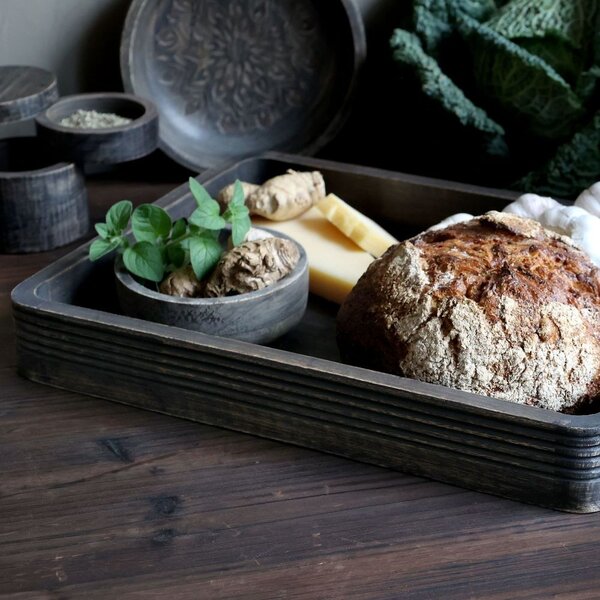 Granitový antik drevený servírovací podnos s uchami Tours Tray - 30*40 cm - Chic Antique