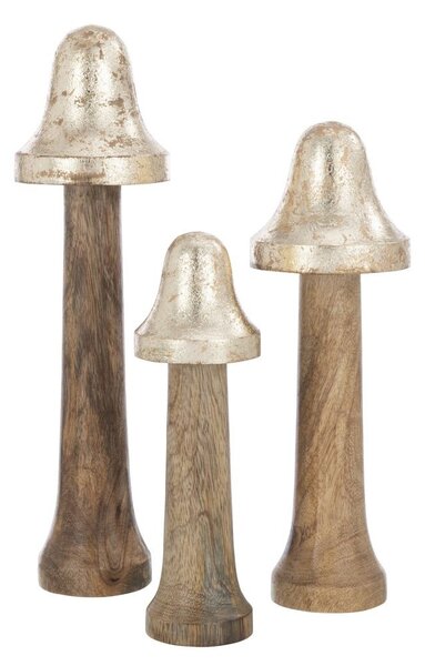 Set 3ks dekorácie huba z mangového dreva - Ø 8 * 31 cm - J-Line by Jolipa