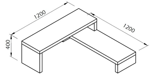 Dvojitý televízny stolík čierny s betónovým dekorom TemaHome Cliff, 125 × 40 cm
