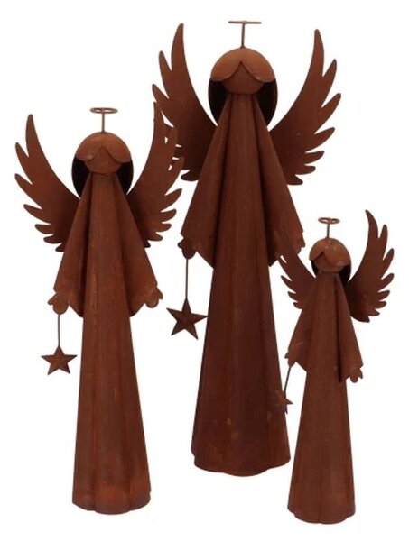 Hrdzavý antik plechový anjel s hviezdičkou Rusty Angel - 25*15*60 cm - daan kromhout