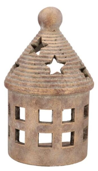 Zlatý antik cementový svietnik domček House Gold - 14*10*23 cm - daan kromhout