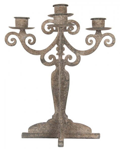 Šedý antik kovový svietnik na 5 úzkych sviečok Triento - 15*15*26 cm - Clayre & Eef