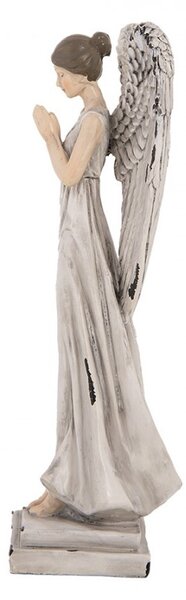 Decorative Figurine Angel 23 Cm White Grey Plastic - 23.0 cm - Clayre & Eef