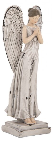 Decorative Figurine Angel 23 Cm White Grey Plastic - 23.0 cm - Clayre & Eef