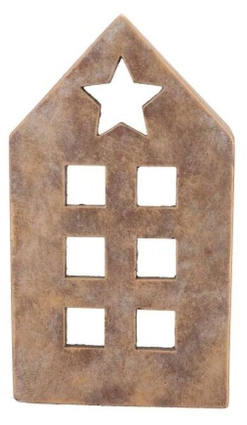 Zlatý antik cementový svietnik domček House Gold - 13*8*23 cm - daan kromhout