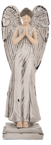 Decorative Figurine Angel 23 Cm White Grey Plastic - 23.0 cm - Clayre & Eef