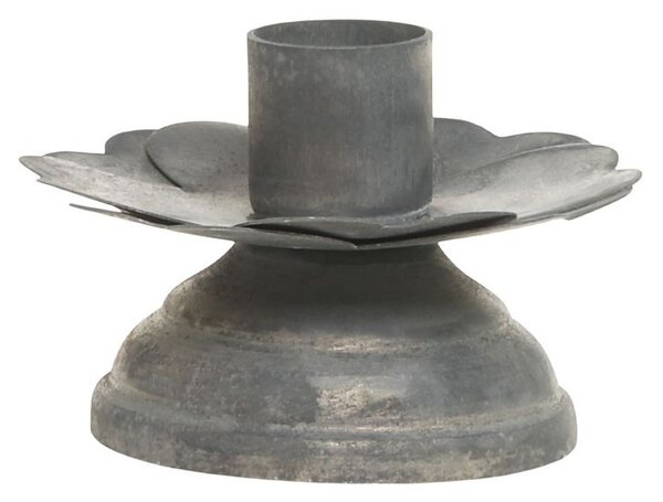Zinkový antik kovový svietnik na úzku sviečku Flower - 7*11*4 cm - Chic Antique