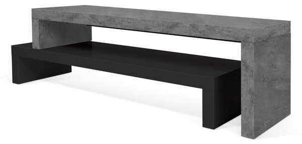 Dvojitý televízny stolík čierny s betónovým dekorom TemaHome Cliff, 125 × 40 cm