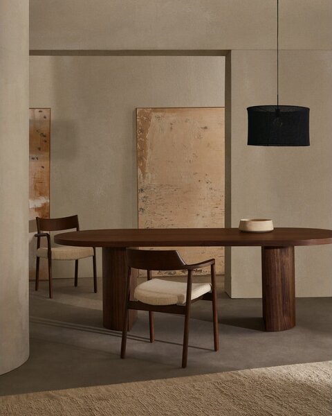 Okrúhly jedálenský stôl s doskou v dekore orechového dreva 100x240 cm Nealy – Kave Home