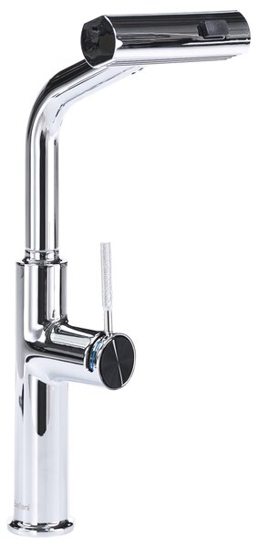 Kuchynská batéria sivá nehrdzavejúca oceľ s výsuvným otočným kohútikom a perlátorom k drezu moderný minimalistický štýl kuchyňa