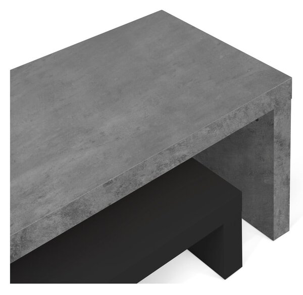 Dvojitý televízny stolík čierny s betónovým dekorom TemaHome Cliff, 125 × 40 cm