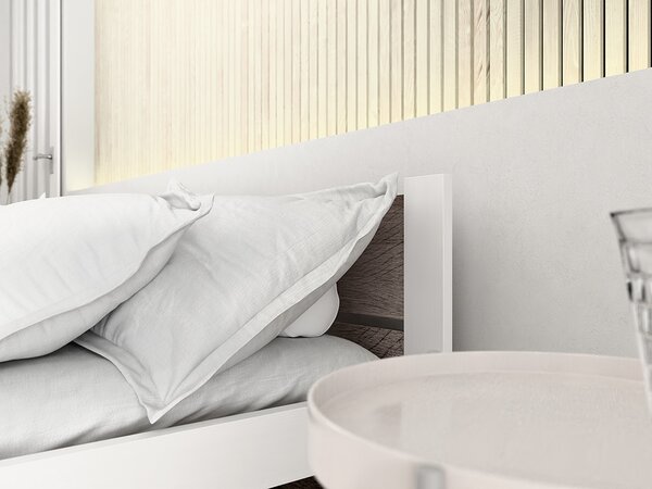 Posteľ IKAROS DOUBLE 180 x 200 cm, biela/dub hľuzovka Rošt: Bez roštu, Matrac: Matrac DELUXE 10 cm