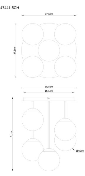 Globo 47441-5CH LED prisadené stropné svietidlo HARMON E14