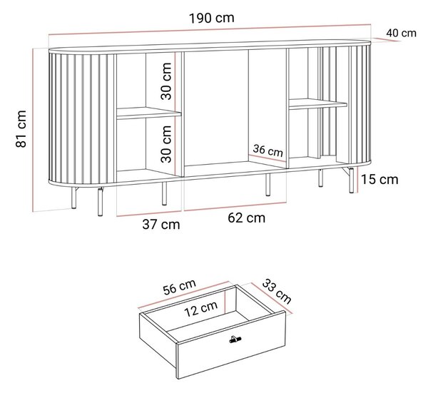 KOMODA LANDRY PRESTIGE 2D3 ČIERNA 190 cm