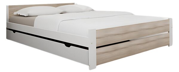 Posteľ IKAROS DOUBLE 120 x 200 cm, biela/dub sonoma Rošt: Bez roštu, Matrac: Bez matraca