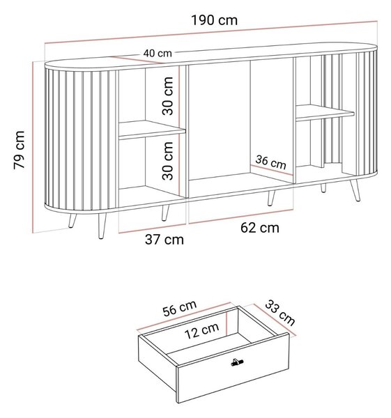 KOMODA 2D3 LANDRY 3 ČIERNA 190 cm
