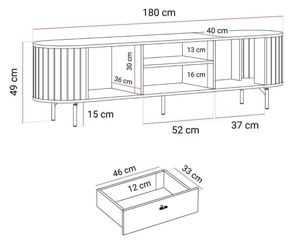 TV STOLÍK LANDRY PRESTIGE ČIERNY 180 cm