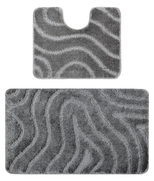 Sada kúpeľňových koberčekov SUPREME WAVES vlny, sivá