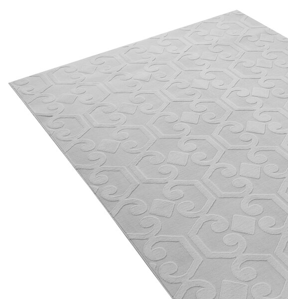 Koberec svetlosivý látka 160 x 230 cm žakárový obdĺžnikový tvar abstraktný vzor moderný štýl obývacia izba spálňa