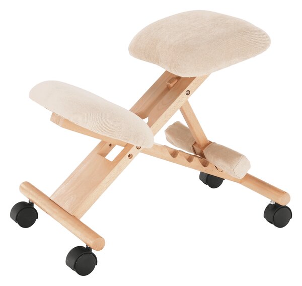 KONDELA Ergonomická kľakačka, krémová/buk, GROCO