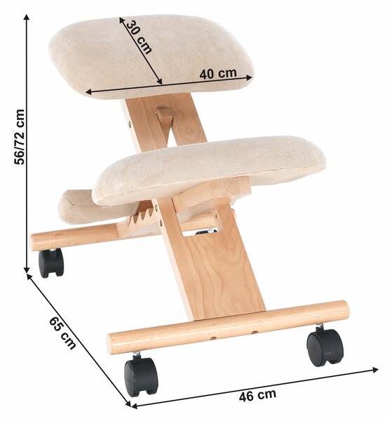 KONDELA Ergonomická kľakačka, krémová/buk, GROCO
