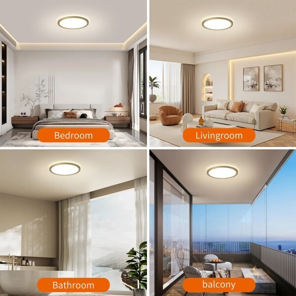 Brilagi - LED kúpeľňové svietidlo ULTRA SLIM LED/12W/230V pr. 22,5 cm zlaté IP54