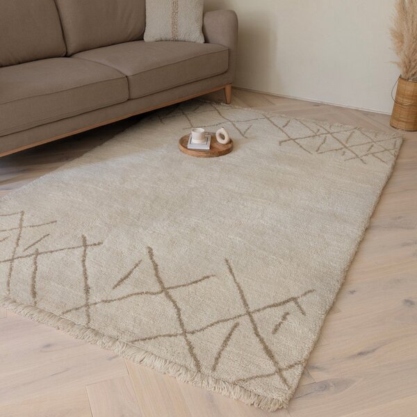 Krémový prateľný/ručne tkaný vlnený koberec 160x230 cm Azera Crosshatch – Asiatic Carpets