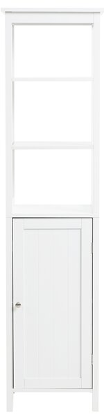 Stojaca vysoká kúpeľňová skrinka biela MDF 160 x 40 x 32 cm 5 políc skrinka a otvorené police moderný štýl kúpeľňa