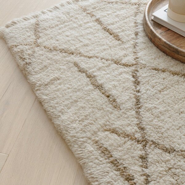Krémový prateľný/ručne tkaný vlnený koberec 160x230 cm Azera Crosshatch – Asiatic Carpets