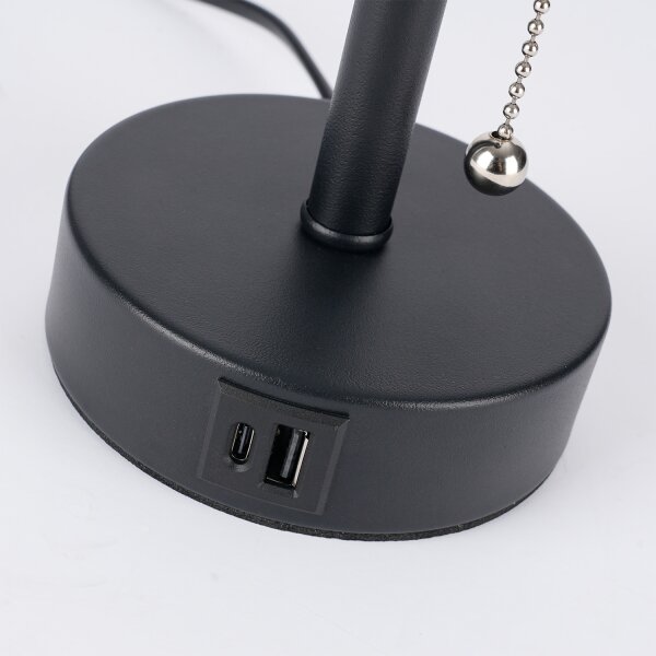 Brilagi - Stolná lampa s USB portom TABLON 1xE27/25W/230V čierna/sivá