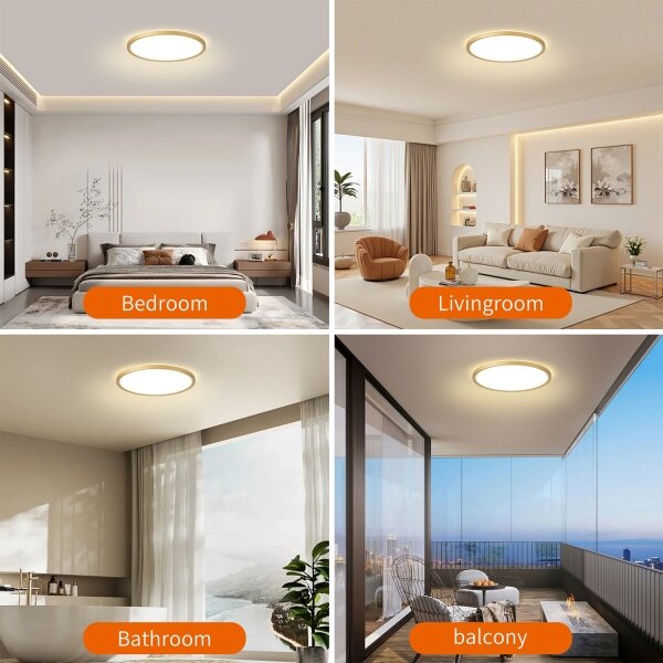 Brilagi - LED kúpeľňové svietidlo ULTRA SLIM LED/18W/230V priemer 30 cm zlaté IP54