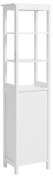 Stojaca vysoká kúpeľňová skrinka biela MDF 160 x 40 x 32 cm 5 políc skrinka a otvorené police moderný štýl kúpeľňa
