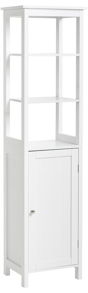 Stojaca vysoká kúpeľňová skrinka biela MDF 160 x 40 x 32 cm 5 políc skrinka a otvorené police moderný štýl kúpeľňa