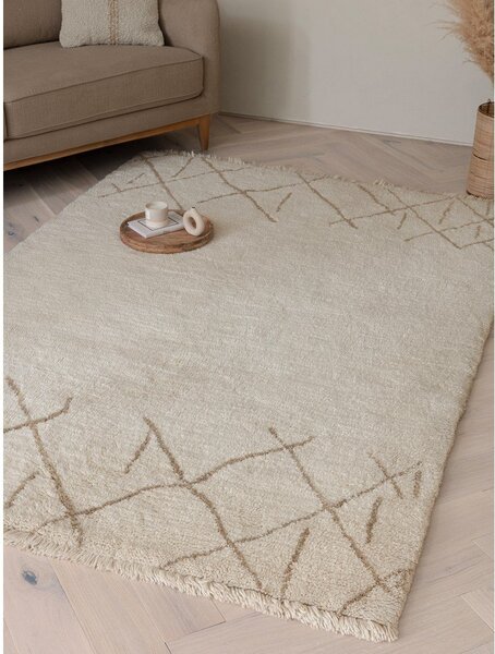Krémový prateľný/ručne tkaný vlnený koberec 160x230 cm Azera Crosshatch – Asiatic Carpets