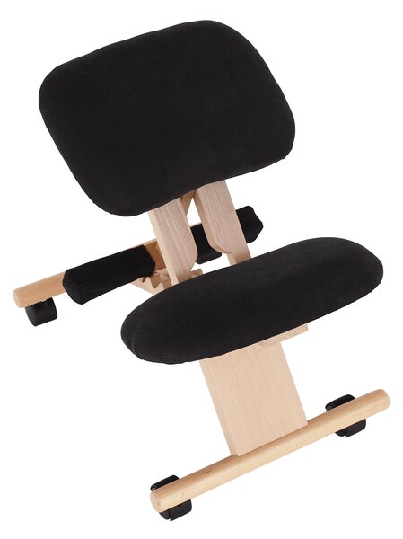 KONDELA Ergonomická kľakačka, čierna/buk, GROCO