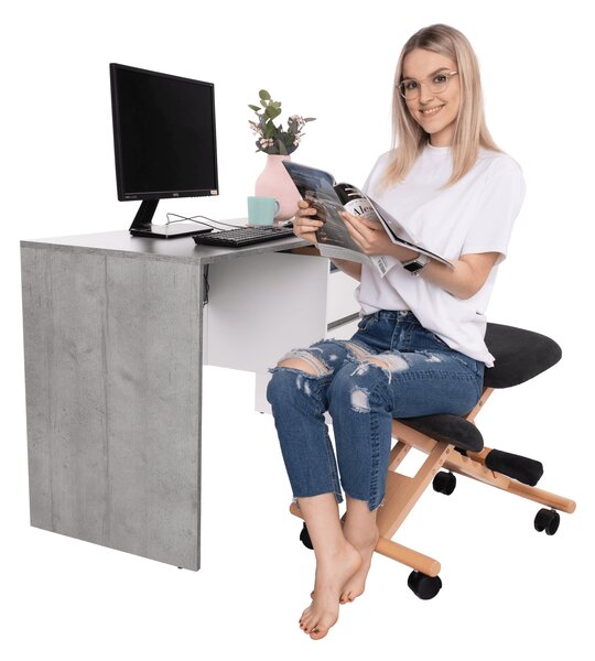 KONDELA Ergonomická kľakačka, čierna/buk, GROCO