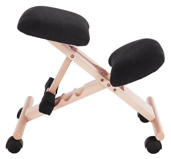KONDELA Ergonomická kľakačka, čierna/buk, GROCO