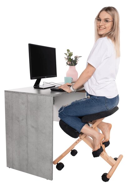 KONDELA Ergonomická kľakačka, čierna/buk, GROCO